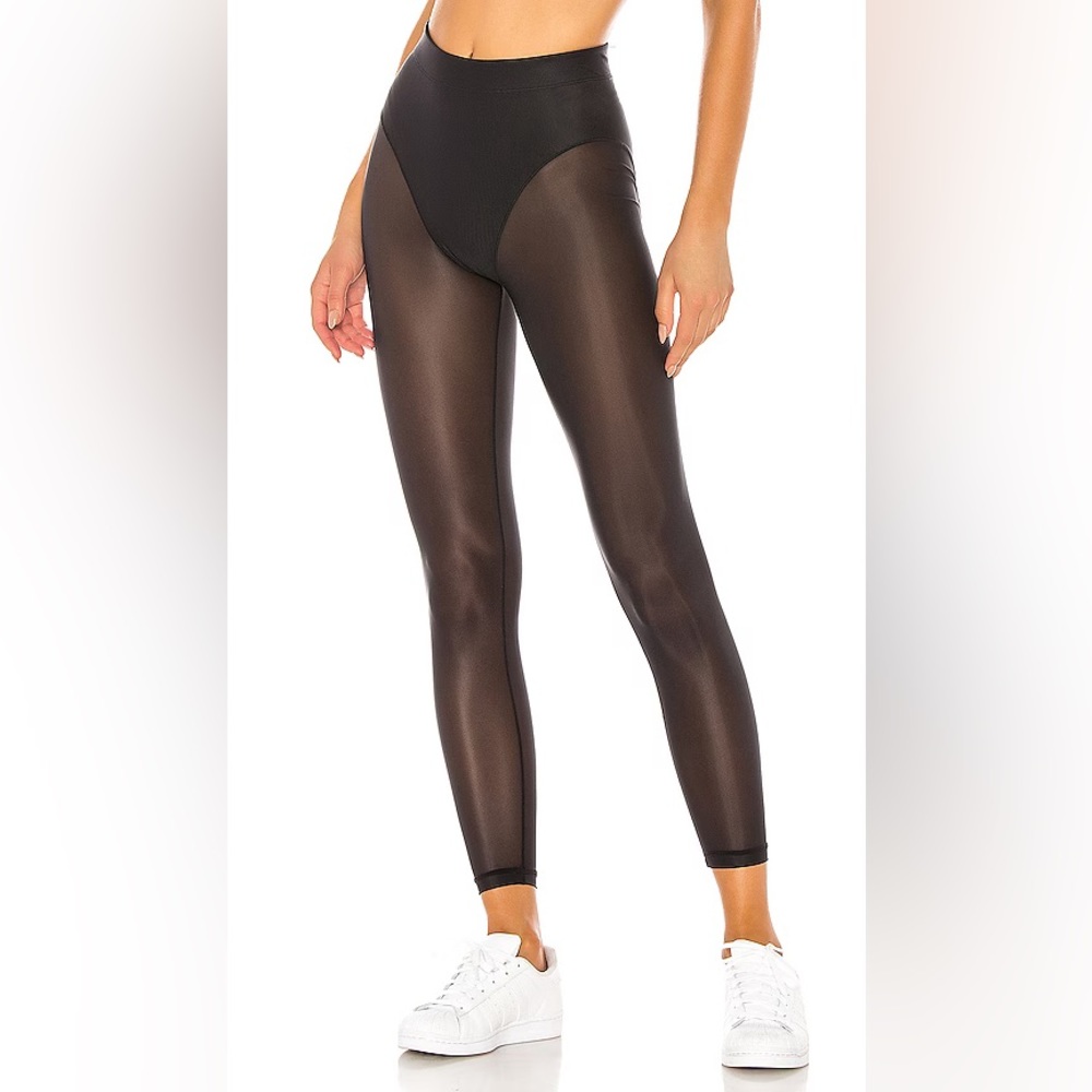 NWT size Large Adam Selman Black French cut sheer leggings